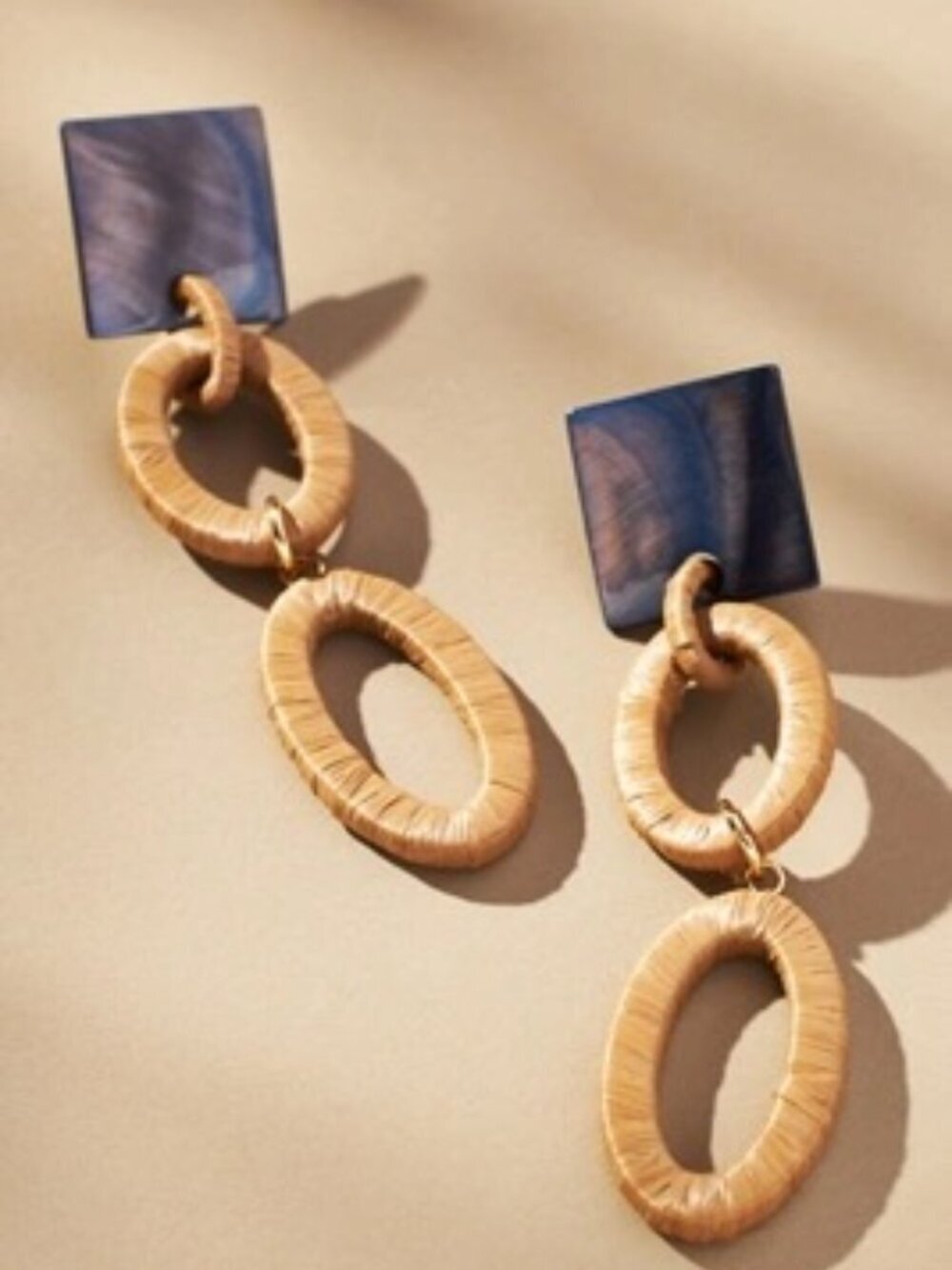 NWT Anthropologie Raffia Oval Drop Earrings